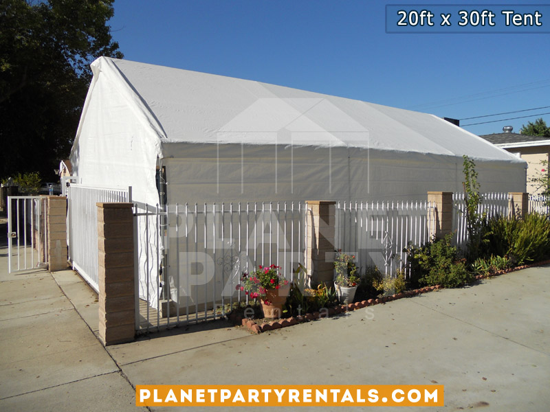 20x30 White Party Tent shown with sidewalls