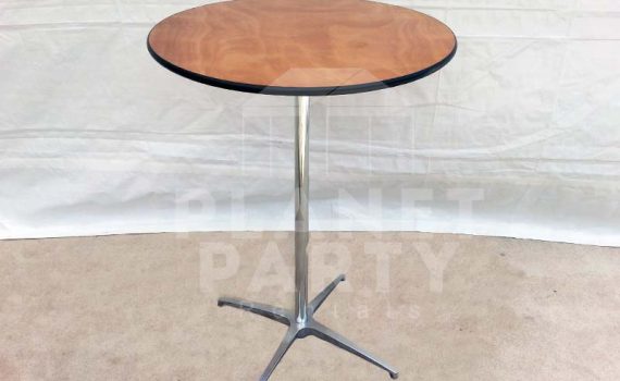 Round Wooden Cocktail Table with Metal Frame