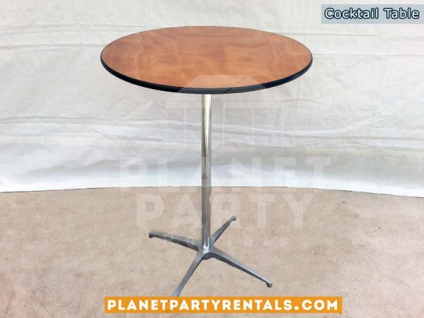 Round Wooden Cocktail Table with Metal Frame