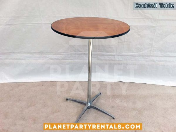 Round Wooden Cocktail Table with Metal Frame